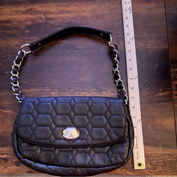 JENNIFER LOPEZ J Lo Black Embroidered Bag with Chain and Faux Leather. - Picture 12 of 12